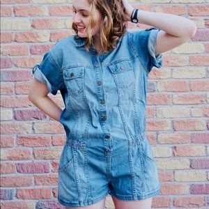 BCBGMAXAZRIA Short Denim Coverall/Romper (size S)